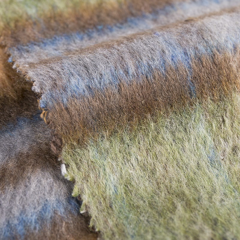 Tissu à Carreaux en Laine à Poils Longs 3264