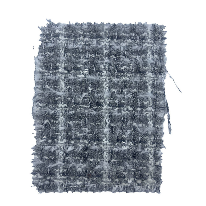 Tissus en Tweed gaufré à carreaux gris à Texture fine pour vêtements pour femmes 23503