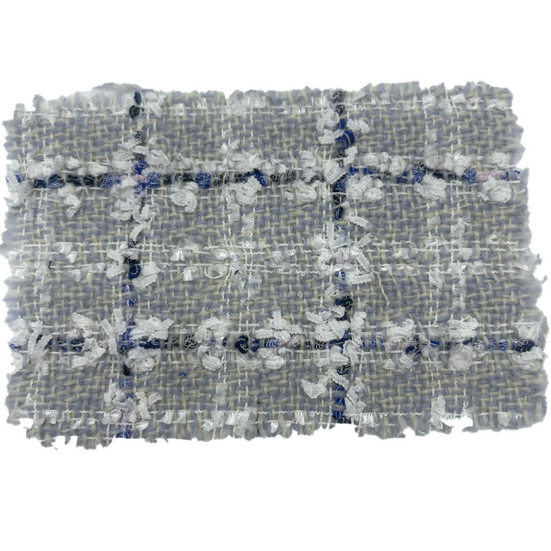 Tissus en Tweed à carreaux bleu gris blanc à motif papillon pour manteaux, 23510