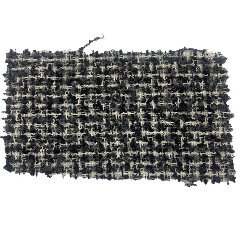 Mélange de fils en boucle gris noir gaufré, tissus en Tweed doux au toucher, 23515