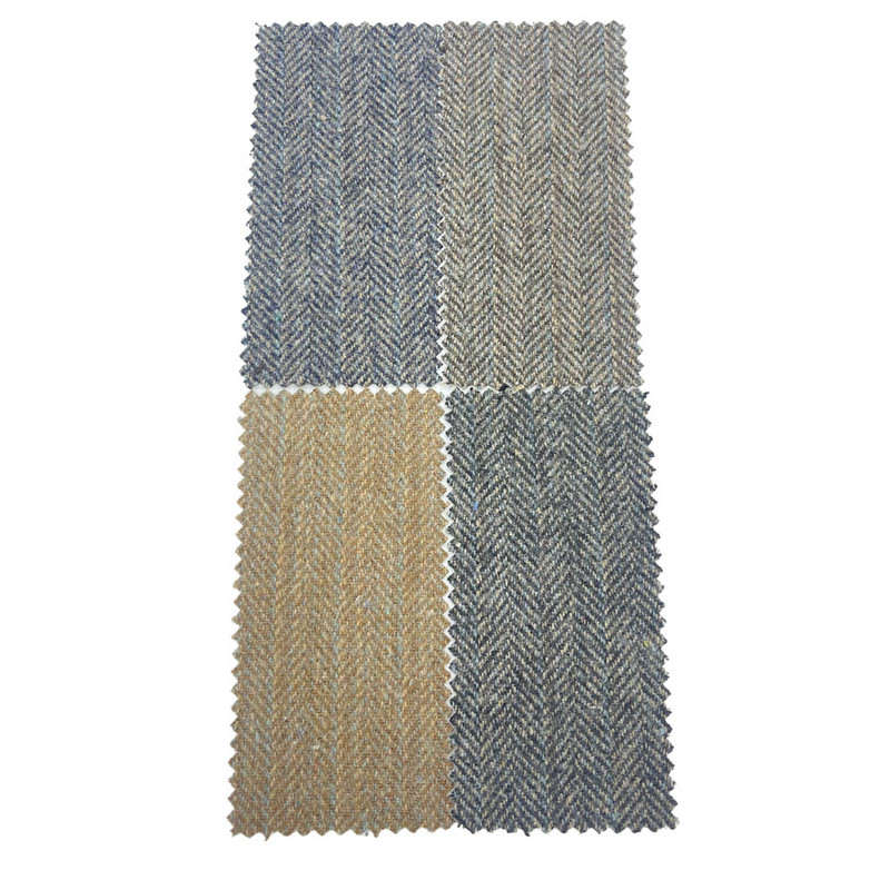 Tissus italiens en tweed de laine à rayures marron et bleu pour costumes 3534