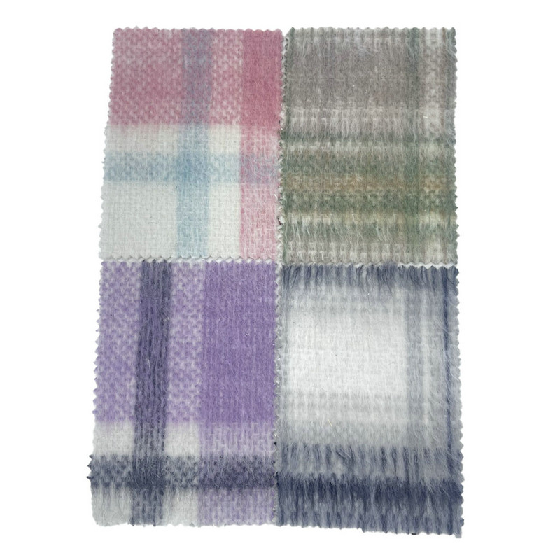 Tissus épais de jacquard de plaids pourpres de cheveux longs pour des pardessus 3940