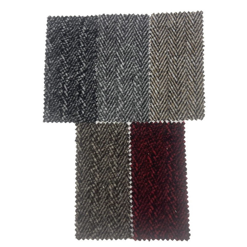 Tissus épais de Tweed de brosse à chevrons de laine rouge noire pour des vêtements 4298